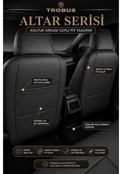 Fiat Egea Cross 2020+ Uyumlu Altar Serisi Tay Tüyü Siyah Kırmızı Premium Koltuk Kılıfı