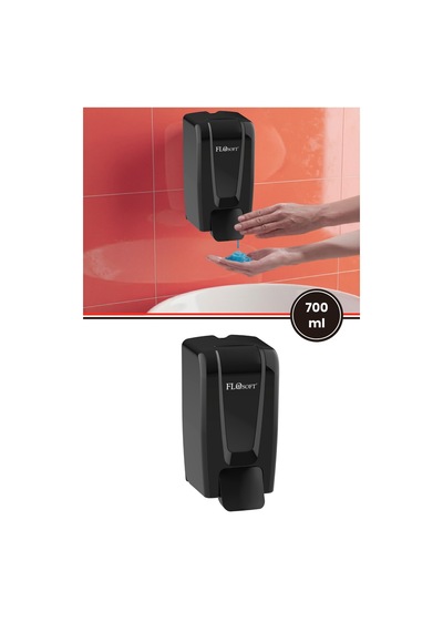Flosoft F248S Manuel Gagalı Sıvı Sabun Dispenseri, 700 Ml Banyo Mutfak Duvara Monte Sabunluk Siyah