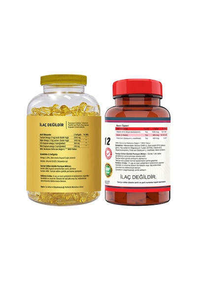 Omega 3 Balık Yağı 90 Softgel Ve Nevfix Vitamin B12 1000 Mcg 120 Tablet