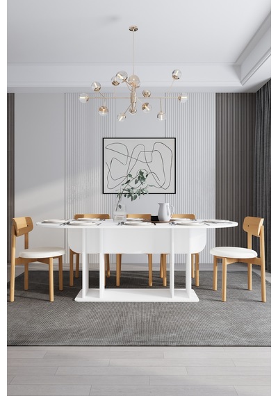 Modern 8 Kişilik Mutfak Yemek Masası Ve Sandalye %100 Mdf Mutfak Yemek Odası Masası Takımı Ymt08 Beyaz Modern 8 Kişilik Mutfak Yemek Masası Ve Sandalye %100 Mdf Mutfak Yemek Odası Masası Takımı Ymt08 Beyaz