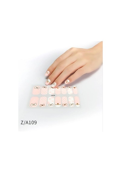 Tırnak Oje Sticker Nail Art Set, Fiyonk Ve Puantiye Desenli, 14'lü
