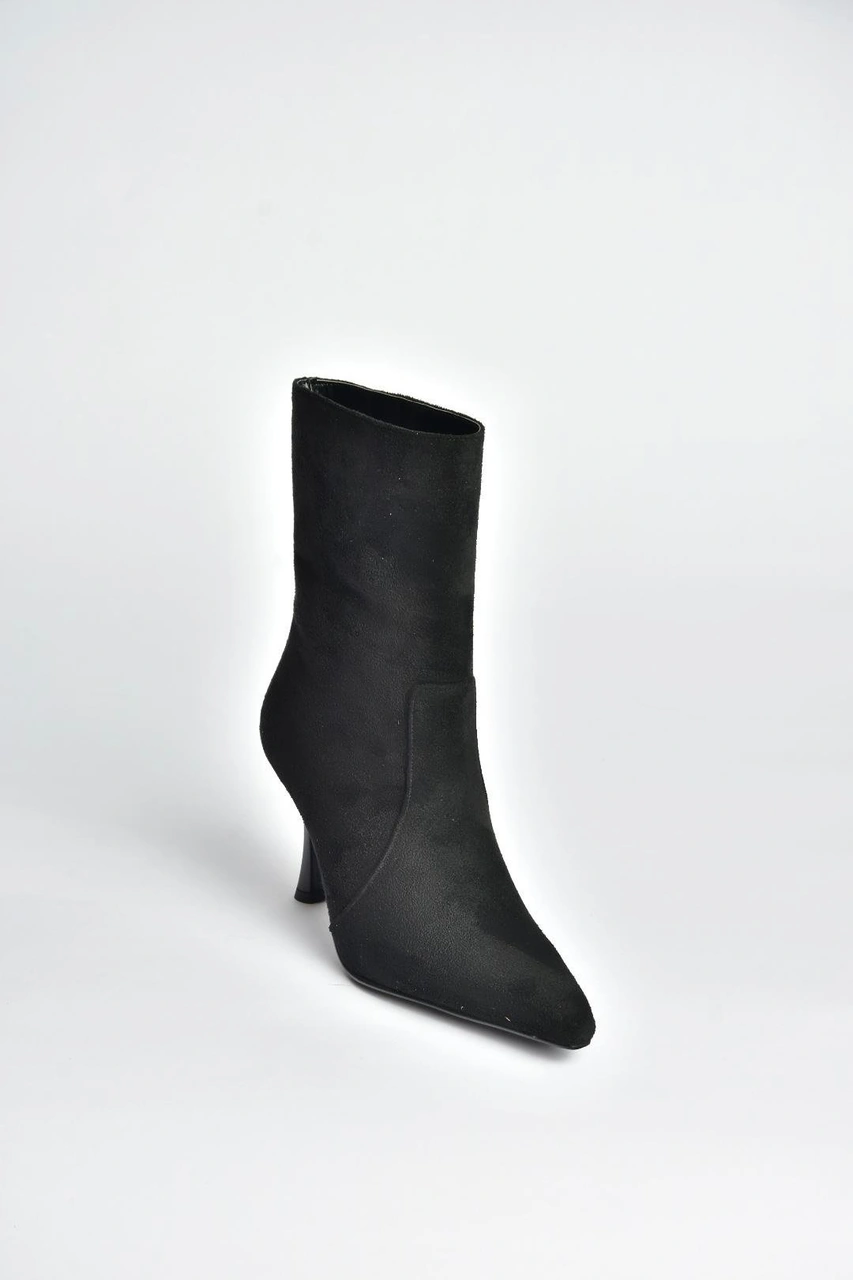 Fox Shoes V752550202 Siyah Süet İnce Topuklu Kadın Bot Siyah-Süet