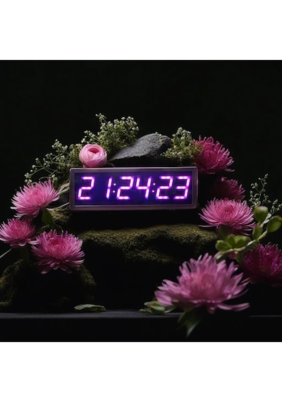 Saniyeli Dijital Led Duvar Ve Masa Saati - Pembe Kasa Ölçüsü: 16x65 Cm
