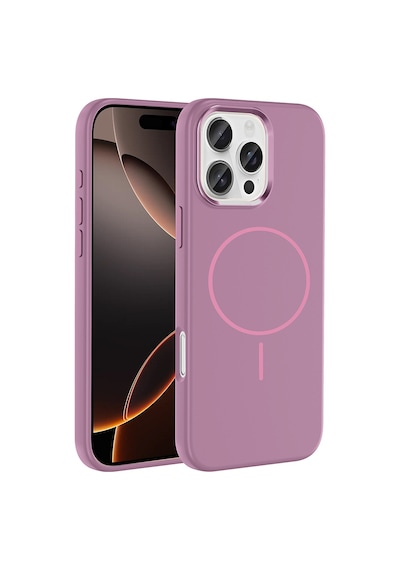 Zore İphone 16 Pro Kılıf M-safe Şarj Özellikli Metal Kamera Çerçeveli Ogaa Edi Silikon Kapak - Mor