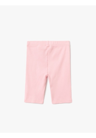 Koton Beli Lastikli Pamuklu Basic Kısa Tayt Pembe 5skg40010ak Gül