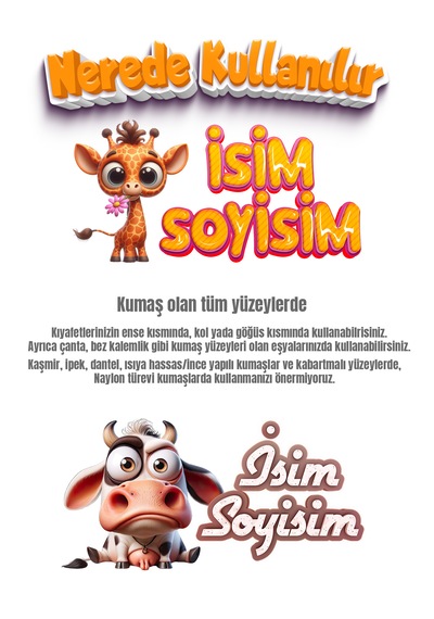 Kıyafet Etiketi - Okul Kıyafet Kumaş Etiketi Kreş Anaokulu İlkokul Kıyafet Kumaş Etiketi Set09 Karışık