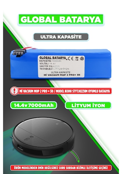 Xiaomi Vacuum Mop 2 Pro Plus 3d Batarya 7000mah Ultra Kapasite