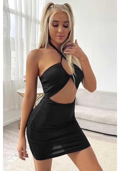 Kadın Siyah Sırt Ve Dekolteli Boyundan Bağlamalı Gecelik H110511 Beden: L/xl Diğer
