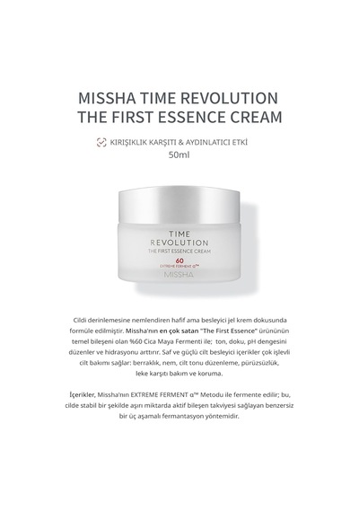 Mıssha Ton Eşitleyici & Yaşlanma Karşıtı Bakım Kremi Time Revolution The First Cream Sku: Smg8690010516091