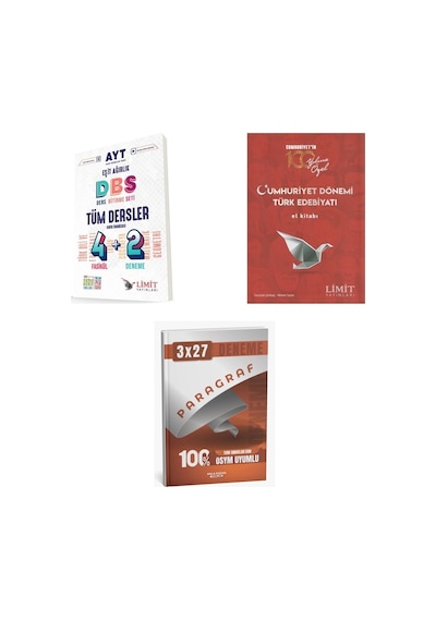 2027 2027 Ayt Limit Eşit Ağırlık Tüm Dersler 4+2 Soru + Cumhuriyet Dönemi Türk Edebiyatı El Kitabı + Ankapade 3'lü Set