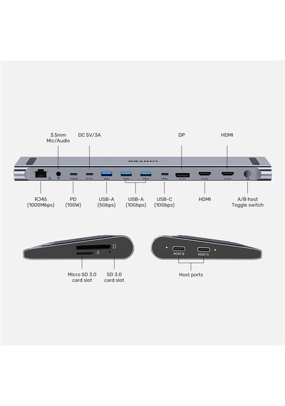 Unitek Uhub15+ Usb-c Üçlü 4k Kvm Bağlantı İstasyonu D1106agy01 Rrpunı0006