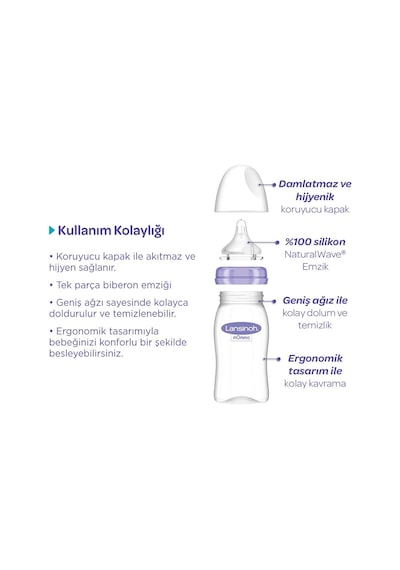 Lansinoh Natural Wave PP Biberon Seti 240 ML X 2