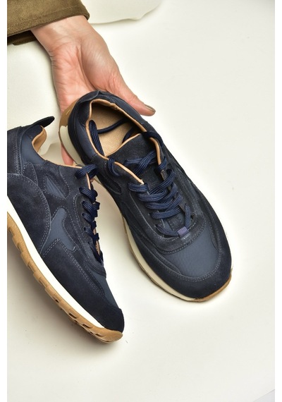 Fox Shoes Z312507561 Lacivert Hakiki Deri Süet Kadın Spor Ayakkabı