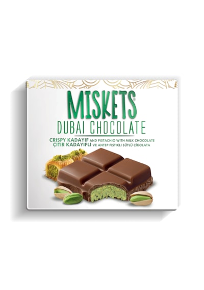 Miskets Dubai Çikolatası Çıtır Kadayıf ve Antep Fıstıklı Sütlü Tablet Çikolata 100 G