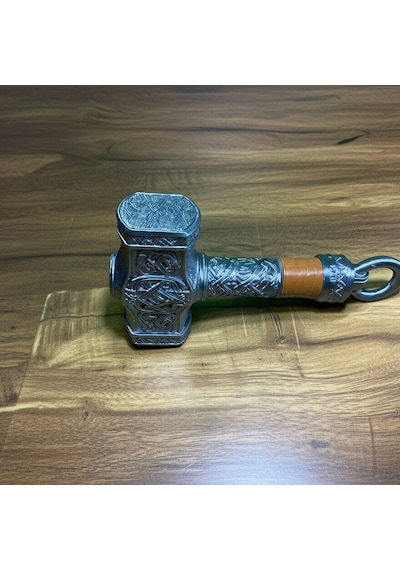 İskandinav Mitolojisi Thor Un Çekici Mjölnir - Antik Gümüş Kaplama Dekoratif Obje 17,3 X 10,7 Cm