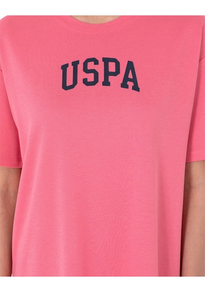 U.S. Polo Assn. Kadın Modal Karışımlı Bisiklet Yaka Mini Boy Örme Elbise Pembe