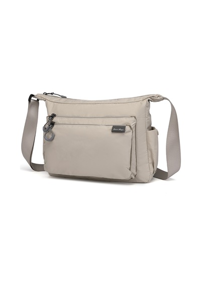 Smart Bags Hafif Kumaş Orta Boy Çok Cepli Kadın Postacı Çapraz Çanta Bej
