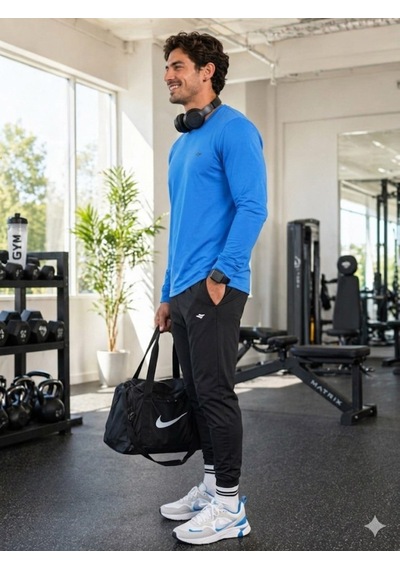 Erkek Mavi Spor Sweatshirt