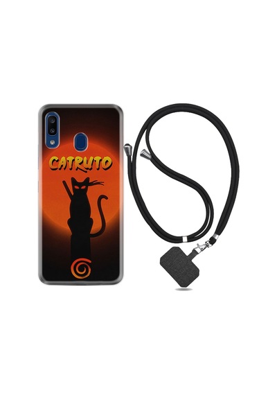 Samsung Uyumlu Galaxy A20S Kılıf Ipli Askılı Mask Girl 1679