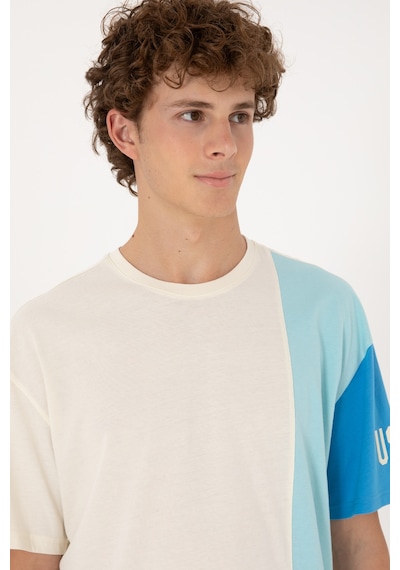 U.S. Polo Assn. Erkek Comfort Fit Bisiklet Yaka Ekru Tişört 50306896-VR019