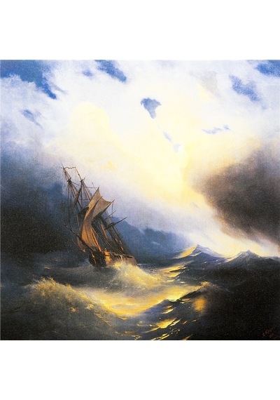 Ivan Aivazovsky Deniz Ve Yelkenliler Doğal Taş Bardak Altlığı 4'lü Set - Natural Stone Coasters - Taş Çok Renkli
