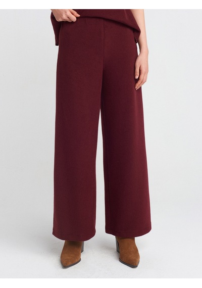Dilvin 71833 Geniş Paça Fitilli Pantolon Bordo