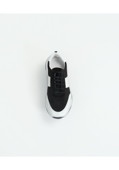 Sısel Black Siyah Beyaz Sneaker Erkek Süet Ayakkabı 001