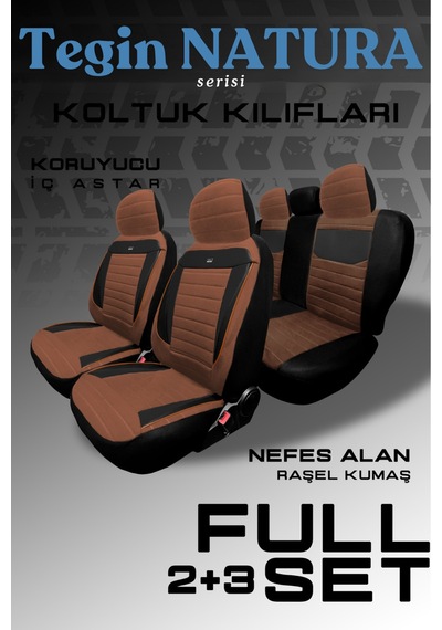 Ford Fiesta Hachback Hb 2009-2012 Uyumlu Tegin Natura Serisi Raşel Taba Siyah Koltuk Kılıfı
