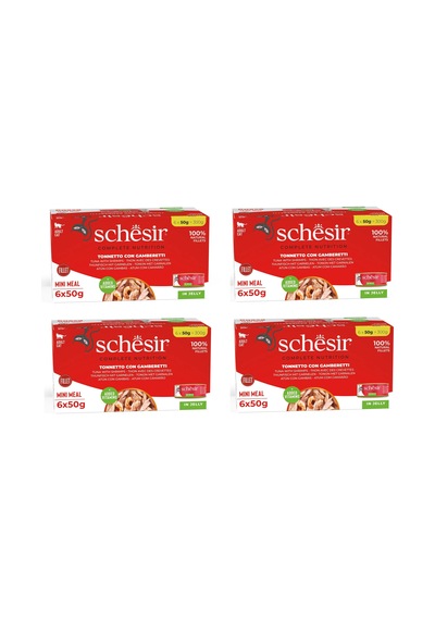 Schesir Ton Ve Karidesli Tam Ve Dengeli Jöleli Multipack Kedi Konservesi 6 X 50 G 4 Lü Paket