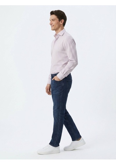 Kip Açık Mavi Kareli Regular Fit Uzun Casual Gömlek