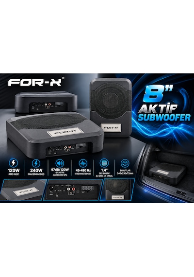 Forx Xsw-8.0 8'' Kendinden Amfili Aktif Koltuk Altı Aktif Subwoofer
