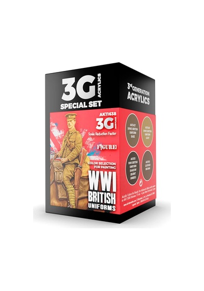 Ak Interactive 11638, 6x17 Ml. Ww I Ingiliz Uniformaları Akrilik 3gen Maket Boyası Seti Standart