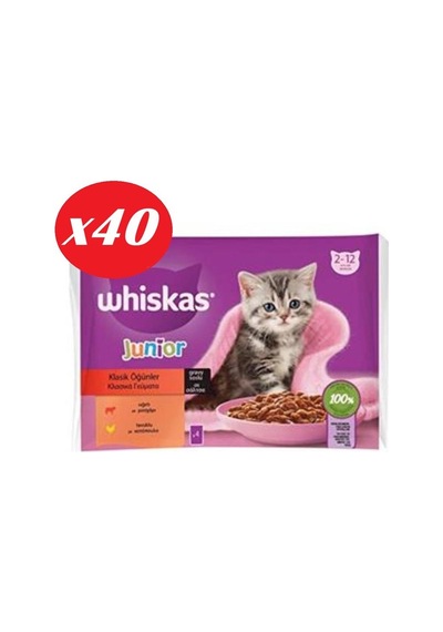 Whiskas Junior Yavru Kedi Sığırlı Tavuklu 4x85 Gr Set 40'lı
