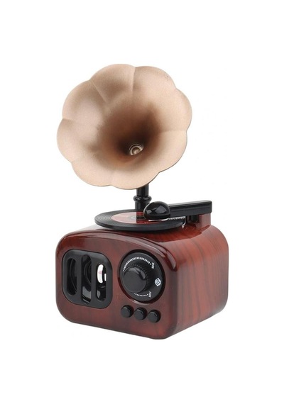 Klasik Radyo Görünümlü Gramofon Müzik Kutusu Retro Tarzı Ev Dekorasyon Hediyelik Süs Eşyası Kahverengi