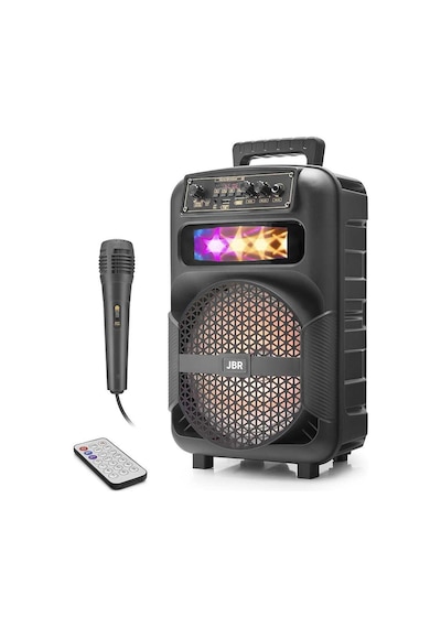 Karaoke Mikrofonlu Bluetooth Hoparlör Fm Radyo 10w 8 İnç Rgb Kumandalı Siyah Jbr007 Evimdeyokyok