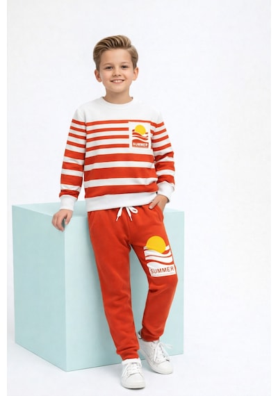 Veramoni Summer Baskılı Uzun Kollu Cepli Unisex Çocuk Alt Üst Takım Kiremit Rengi Veramoni Summer Baskılı Uzun Kollu Cepli Unisex Çocuk Alt Üst Takım Kiremit Rengi