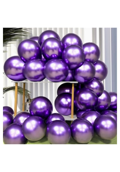 10 Adet 12 İnç Metalik Balon Helyum Uyumlu Parlak Lateks Parti & Organizasyon Balonu Mor