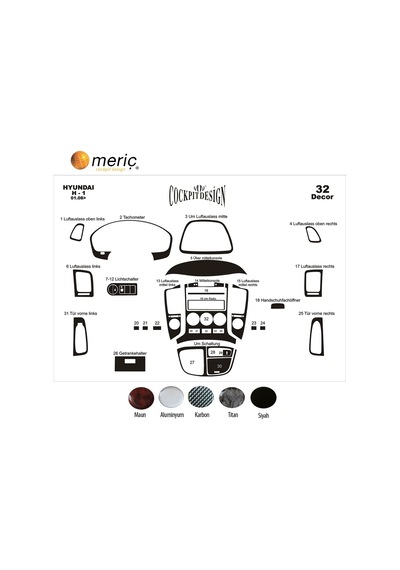 Meriç® Hyundai H1 Ön Torpido Kaplama 32 Parça 2008-› (530158082)