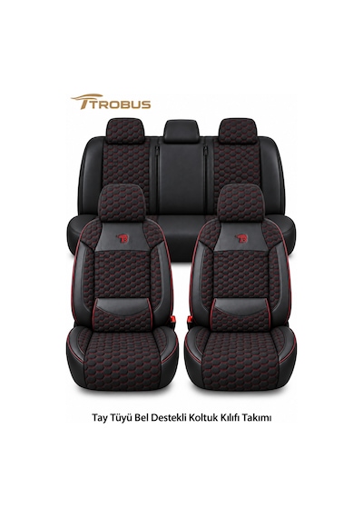 Fiat Tipo 1990-2000 Uyumlu Altay Bel Destekli Tay Tüyü Siyah Kırmızı Koltuk Kılıfı Siyah Kırmızı