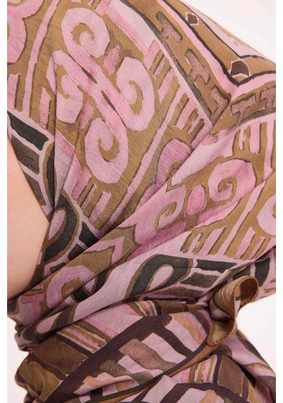 Silk Home Dört Mevsim Antik Motif Viskon Velora Eşarp 6419 Toz Pembe