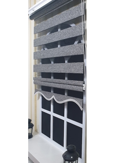 Zebra Stor Perde Siyah Gümüş Etek Dilimli St 009 Gri