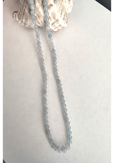 4 Mm Mavi Kuvars Doğaltaş Kolye 006 - Mavi