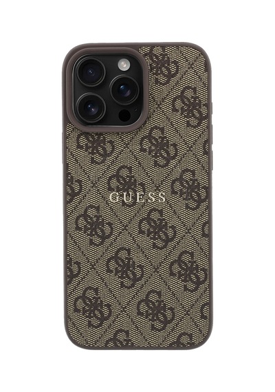 İphone 16 Pro Max Uyumlu Kılıf Guess Lisanslı M-safe Kabartmalı 4g Desenli Yazı Logolu Kapak Pembe