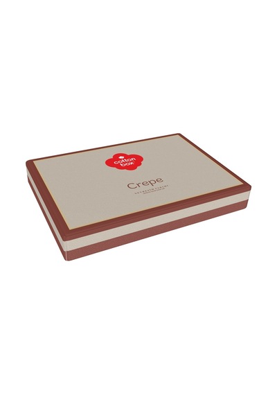 Cotton Box Crepe Penye Çift Kişilik Lastikli Çarşaflı Nevresim Takımı Kiremit