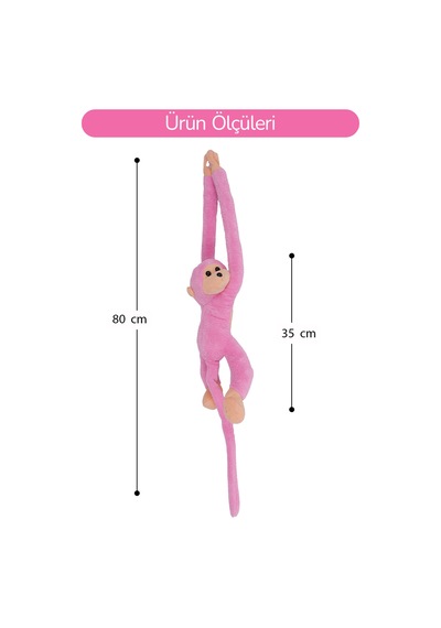 Elleri Yapışan Oyun Ve Uyku Arkadaşı Peluş Maymun Pembe Pembe