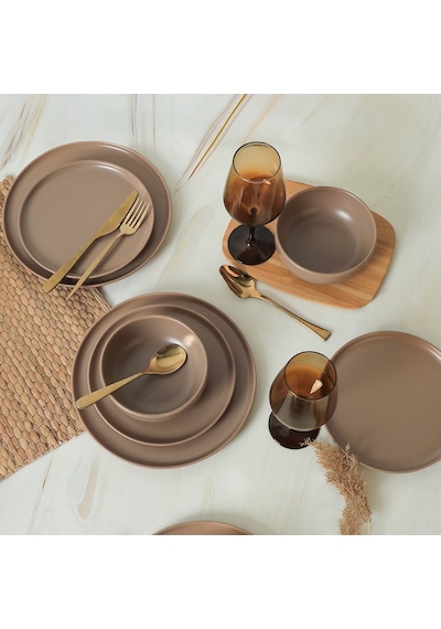 Keramika Nordic Mat Toprak Taupe Yemek Takımı 18 Parça 6 Kişilik 977