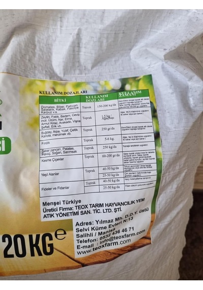 Teox Farm 20 Kg Katı Solucan Gübesi / Sebze, Meyve, Süs Bitkileri Ve Fidanlarda Kullanılır