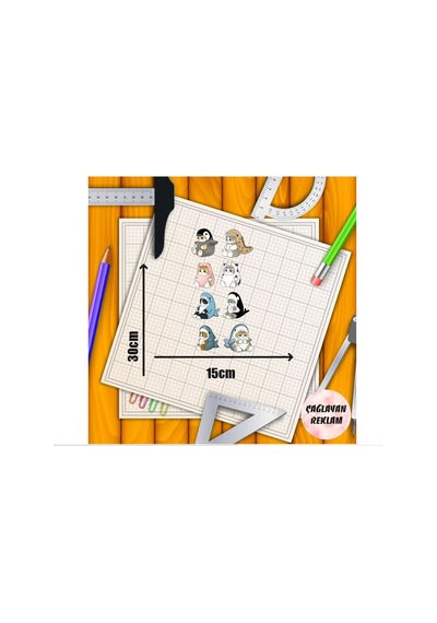 Kedi Temalı Sticker Etiket Seti - Cat Sticker - Laptop Notebook Telefon 30x15cm