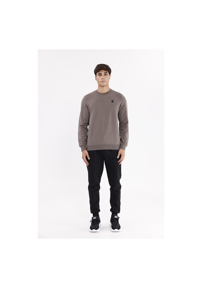 Rowinger Minimal Logolu Bisiklet Yaka Ribana Manşetli Rahat Kalıp Mevsimlik Sweatshirt Antracite