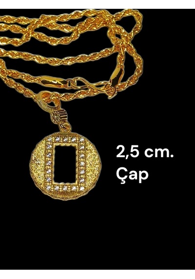 22 Ayar Altın Kaplama Burma Hasır Zincirli Yuvarlak Gram Kasa Kolye Seti Gold